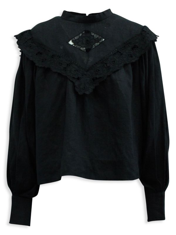 Isabel Marant Isabel Marant toile Elija Dolman-Sleeve Blouse In Black Linen